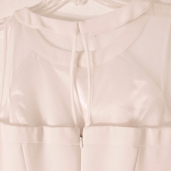 White House Black Market Sleeveless Mesh Iconic White Sheath Dress Size 4 - Picture 12 of 14